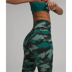 Lululemon BASE PACE HIGH-RISE RUNNING TIGHT25”Womens size 14Green Camo.Worn once